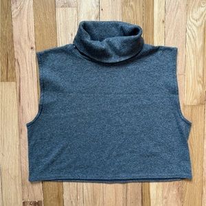 Vintage 90s Sleeveless Heather Grey Crop Top Turtle Neck Top